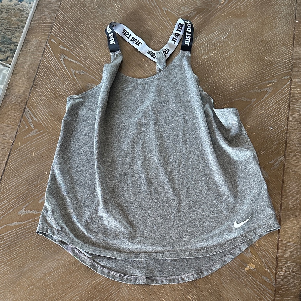 Nike Women's Heather Gray Athletic Tank with Branded Straps